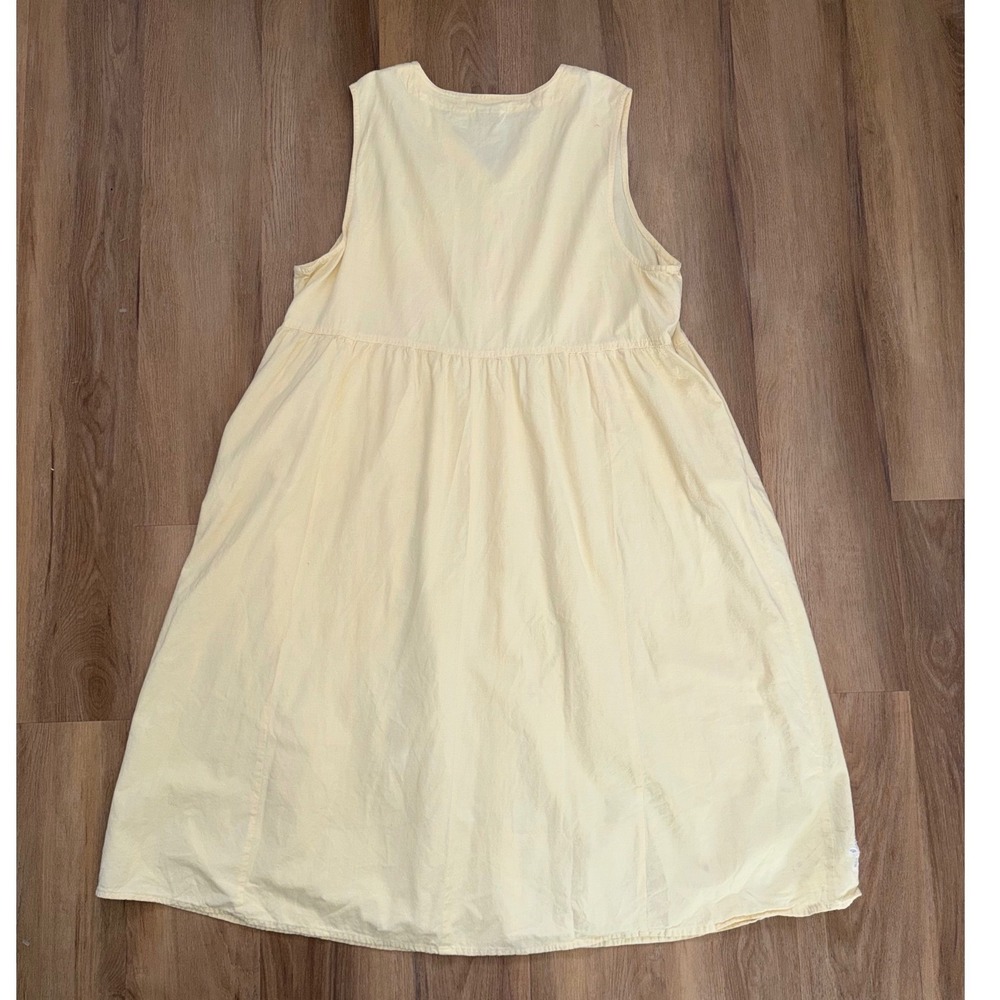 Vintage Butter Yellow Cotton Embroidered Midi Dress plus 18/20 cottage preppy - Picture 5 of 7